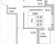 2-комнатная квартира площадью 59.9 кв.м, Лазоревый пр., 3 | цена 11 716 919 руб. | www.metrprice.ru