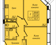 2-комнатная квартира площадью 53.3 кв.м, Просвещения, 12 | цена 3 114 266 руб. | www.metrprice.ru