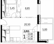 1-комнатная квартира площадью 40.65 кв.м, Лазоревый пр., 3, корп.1 | цена 9 800 000 руб. | www.metrprice.ru