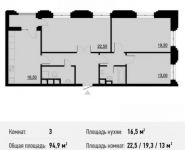 3-комнатная квартира площадью 96 кв.м, Берзарина ул., 28 | цена 18 520 664 руб. | www.metrprice.ru