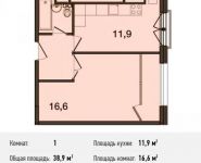 1-комнатная квартира площадью 38.9 кв.м, Ивановская ул., 1 | цена 3 384 300 руб. | www.metrprice.ru