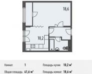 1-комнатная квартира площадью 41.6 кв.м, Ивановская ул, 1 | цена 3 411 200 руб. | www.metrprice.ru