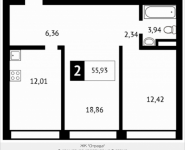 2-комнатная квартира площадью 55.9 кв.м, Клубная, 9 | цена 5 265 243 руб. | www.metrprice.ru