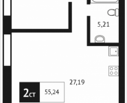 2-комнатная квартира площадью 55.2 кв.м, Клубная, 9 | цена 4 975 485 руб. | www.metrprice.ru