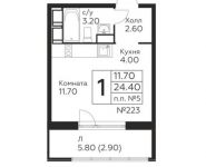 1-комнатная квартира площадью 24.4 кв.м,  | цена 2 202 100 руб. | www.metrprice.ru