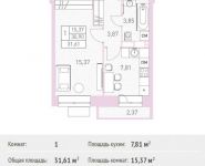 1-комнатная квартира площадью 31.61 кв.м, Калинина ул, 8 | цена 3 262 152 руб. | www.metrprice.ru