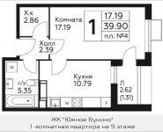 1-комнатная квартира площадью 39.9 кв.м, д.Столбово, уч.40/2, корп.5 | цена 3 539 130 руб. | www.metrprice.ru