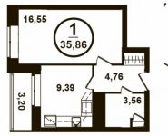 1-комнатная квартира площадью 35 кв.м, Петра Алексеева ул., 12АС1 | цена 6 302 725 руб. | www.metrprice.ru