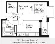 1-комнатная квартира площадью 37.9 кв.м, д.Столбово, уч.40/2, корп.4 | цена 3 563 263 руб. | www.metrprice.ru