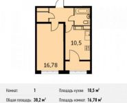 1-комнатная квартира площадью 38.2 кв.м в ЖК "Гагаринский" (Жуковский), улица Гагарина, 60 | цена 2 261 440 руб. | www.metrprice.ru