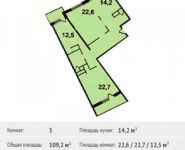 3-комнатная квартира площадью 109.2 кв.м, Павшинский бульвар, 7 | цена 9 110 440 руб. | www.metrprice.ru