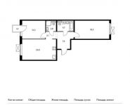 2-комнатная квартира площадью 68.6 кв.м, Боровское ш, вл. 2 | цена 9 212 980 руб. | www.metrprice.ru