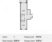 1-комнатная квартира площадью 50.1 кв.м, Силикатная ул., 47К4 | цена 3 907 020 руб. | www.metrprice.ru
