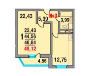 1-комнатная квартира площадью 49 кв.м, Лукино ул., 55 | цена 3 340 160 руб. | www.metrprice.ru