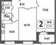 2-комнатная квартира площадью 57.6 кв.м, Яна Райниса бул., 4 | цена 10 359 000 руб. | www.metrprice.ru