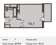 1-комнатная квартира площадью 26.8 кв.м, Барышевская Роща ул., 11 | цена 3 153 183 руб. | www.metrprice.ru