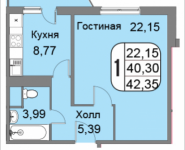 1-комнатная квартира площадью 43.35 кв.м, Большая Очаковская, 44, корп.2 | цена 7 542 900 руб. | www.metrprice.ru