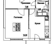 1-комнатная квартира площадью 37.39 кв.м, 2-я Муравская | цена 5 069 186 руб. | www.metrprice.ru