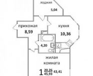 1-комнатная квартира площадью 45 кв.м, Народная ул., 23 | цена 3 343 704 руб. | www.metrprice.ru