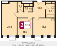 2-комнатная квартира площадью 67.3 кв.м в ЖК "PerovSky", Шоссе Энтузиастов, вл. 88, корп.3 | цена 10 350 740 руб. | www.metrprice.ru