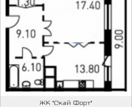 1-комнатная квартира площадью 51.7 кв.м, 1-й Нагатинский пр-д, корп.204-205 | цена 13 036 133 руб. | www.metrprice.ru