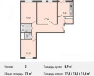 3-комнатная квартира площадью 73 кв.м, Базовская ул., 15 | цена 9 344 000 руб. | www.metrprice.ru