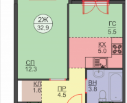 2-комнатная квартира площадью 32.2 кв.м, Авангардная, корп.7 | цена 3 735 200 руб. | www.metrprice.ru