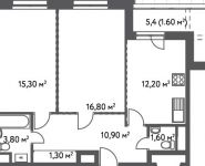 2-комнатная квартира площадью 63.5 кв.м, Софьи Ковалевской улица, д.20, к.2 | цена 9 258 935 руб. | www.metrprice.ru