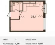 1-комнатная квартира площадью 34.6 кв.м, Ивановская ул., 1 | цена 3 044 800 руб. | www.metrprice.ru