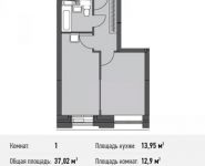 1-комнатная квартира площадью 37 кв.м, Донецкая ул., 30С1 | цена 4 220 458 руб. | www.metrprice.ru