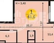 1-комнатная квартира площадью 63 кв.м,  | цена 4 830 000 руб. | www.metrprice.ru