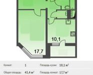 1-комнатная квартира площадью 43.4 кв.м, Героев пр-кт, 8 | цена 3 323 400 руб. | www.metrprice.ru