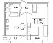 1-комнатная квартира площадью 39.71 кв.м, Рязанский проспект, д.влд 2 | цена 6 939 719 руб. | www.metrprice.ru