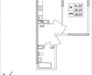 1-комнатная квартира площадью 38.05 кв.м, Дружбы, 51 | цена 3 481 575 руб. | www.metrprice.ru