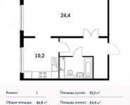 1-комнатная квартира площадью 46 кв.м, Боровское ш., 2 | цена 5 194 800 руб. | www.metrprice.ru