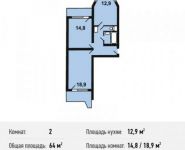 2-комнатная квартира площадью 64 кв.м,  | цена 3 896 000 руб. | www.metrprice.ru