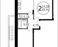 2-комнатная квартира площадью 45 кв.м, Просвещения ул., 13К1 | цена 3 003 735 руб. | www.metrprice.ru