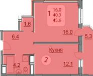 1-комнатная квартира площадью 45 кв.м, Ленинский пр-т, 40 | цена 4 782 528 руб. | www.metrprice.ru