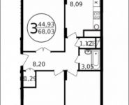 3-комнатная квартира площадью 68 кв.м, Новое Пушкино мкр | цена 4 885 234 руб. | www.metrprice.ru