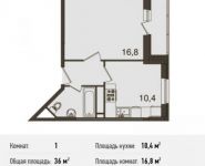 1-комнатная квартира площадью 36 кв.м, Бережок ул., 4 | цена 2 469 600 руб. | www.metrprice.ru