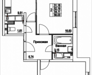 2-комнатная квартира площадью 56.03 кв.м, 2-я Муравская, корп.7 | цена 6 459 755 руб. | www.metrprice.ru