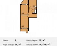 2-комнатная квартира площадью 59.7 кв.м, Тихонравова ул. (Юбилейный мкр) | цена 4 620 780 руб. | www.metrprice.ru