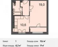 1-комнатная квартира площадью 42.3 кв.м, Ивановская ул., 1 | цена 3 468 600 руб. | www.metrprice.ru