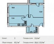 2-комнатная квартира площадью 63.3 кв.м, Хлебозаводская улица, 28к5 | цена 3 998 977 руб. | www.metrprice.ru