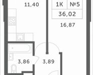 1-комнатная квартира площадью 36.02 кв.м, Мякининское шоссе | цена 3 490 338 руб. | www.metrprice.ru