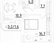 1-комнатная квартира площадью 40.3 кв.м, Строителей ул. | цена 2 196 350 руб. | www.metrprice.ru