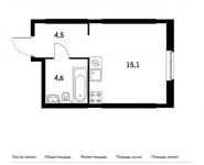 1-комнатная квартира площадью 24.4 кв.м,  | цена 3 994 280 руб. | www.metrprice.ru