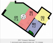 1-комнатная квартира площадью 26.4 кв.м, Бачуринская, корп.2 | цена 3 511 200 руб. | www.metrprice.ru