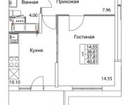 1-комнатная квартира площадью 37.81 кв.м, 2-я Муравская | цена 5 392 915 руб. | www.metrprice.ru