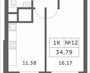 1-комнатная квартира площадью 34.79 кв.м, сельское поселение Барвихинское, деревня Раздоры, 3 | цена 3 054 562 руб. | www.metrprice.ru